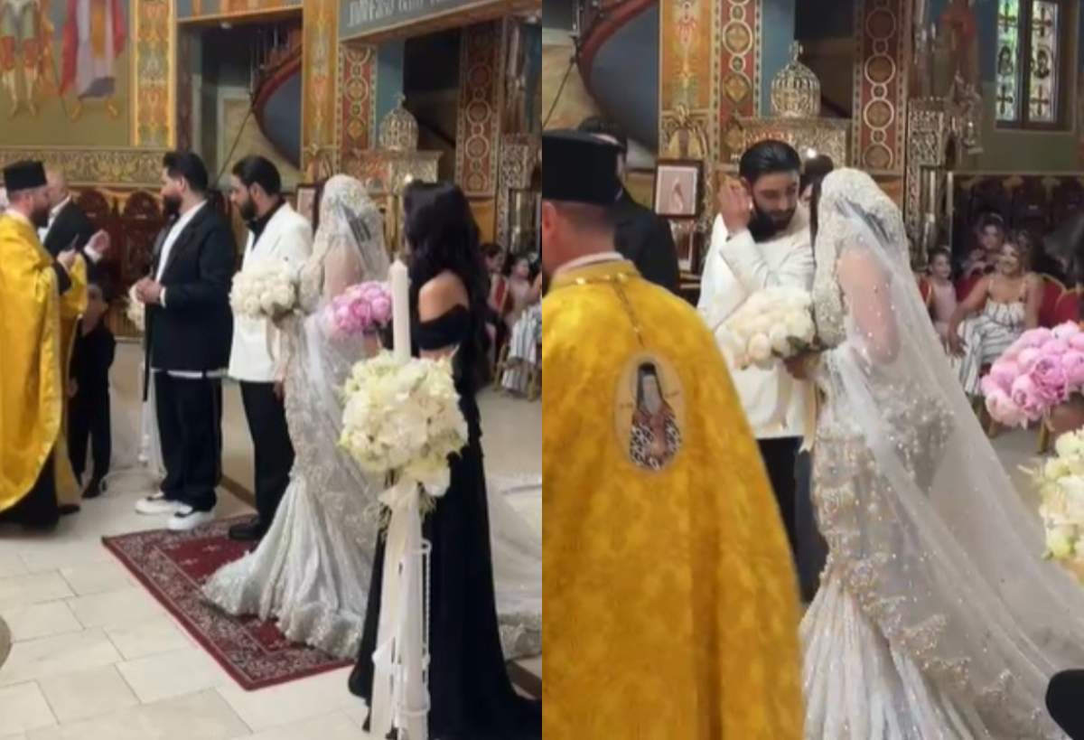 Primele imagini din biserică de la nunta fiului lui Florin Salam! Dani Stoian și Mihaela își unesc destinele în fața lui Dumnezeu