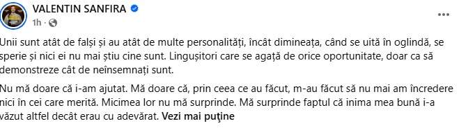 Mesajul lui Valentin Sanfira