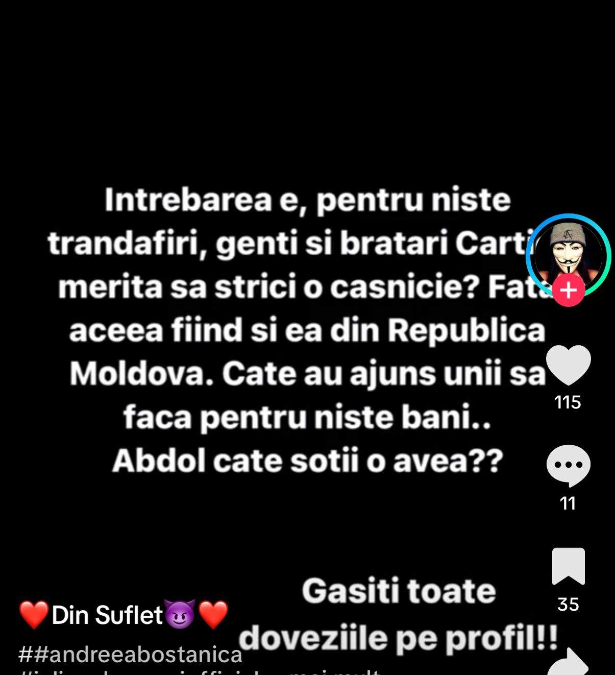 Mesajul de pe TikTok