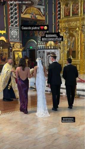 Dennis Man și Alexandra Grigoriță s-au căsătorit religios! Nicolae Stanciu și soția sa le-au fost nași. Primele imagini de la ceremonie