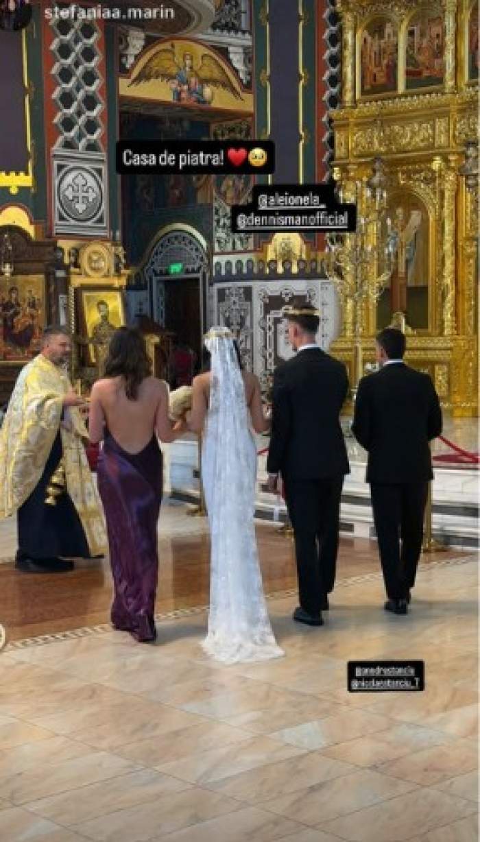 Dennis Man și Alexandra Grigoriță s-au căsătorit religios! Nicolae Stanciu și soția sa le-au fost nași. Primele imagini de la ceremonie