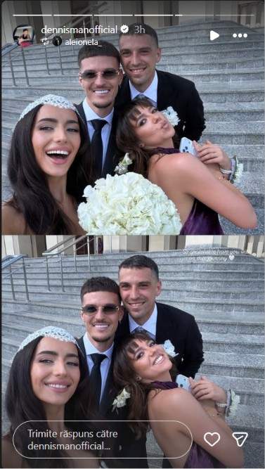 Dennis Man și Alexandra Grigoriță s-au căsătorit religios! Nicolae Stanciu și soția sa le-au fost nași. Primele imagini de la ceremonie