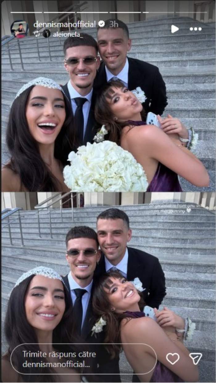 Dennis Man și Alexandra Grigoriță s-au căsătorit religios! Nicolae Stanciu și soția sa le-au fost nași. Primele imagini de la ceremonie