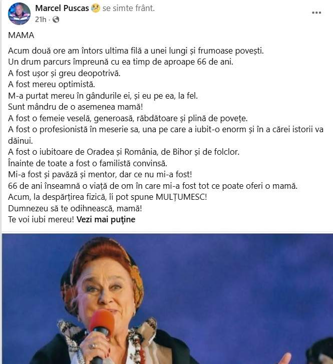 A murit „doamna cântecului popular”. Artista s-a stins din viață la vârsta de 86 de ani