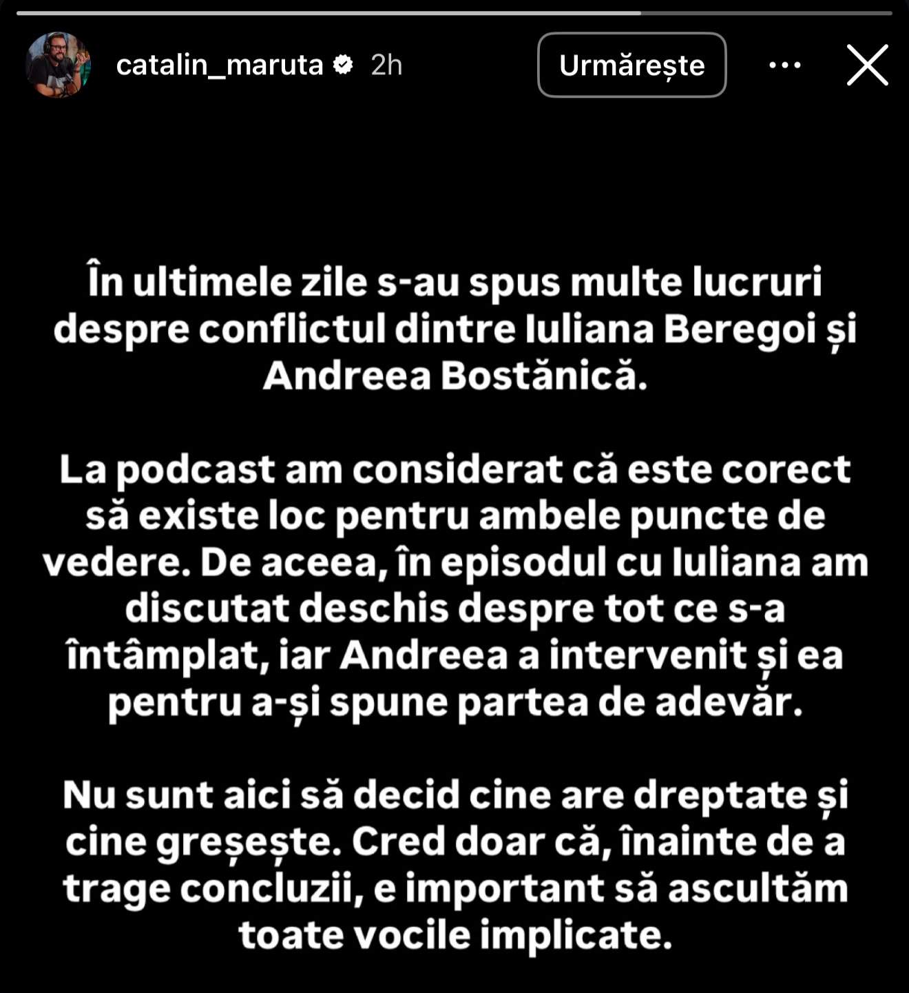 Mesajul lui Cătălin Măruță