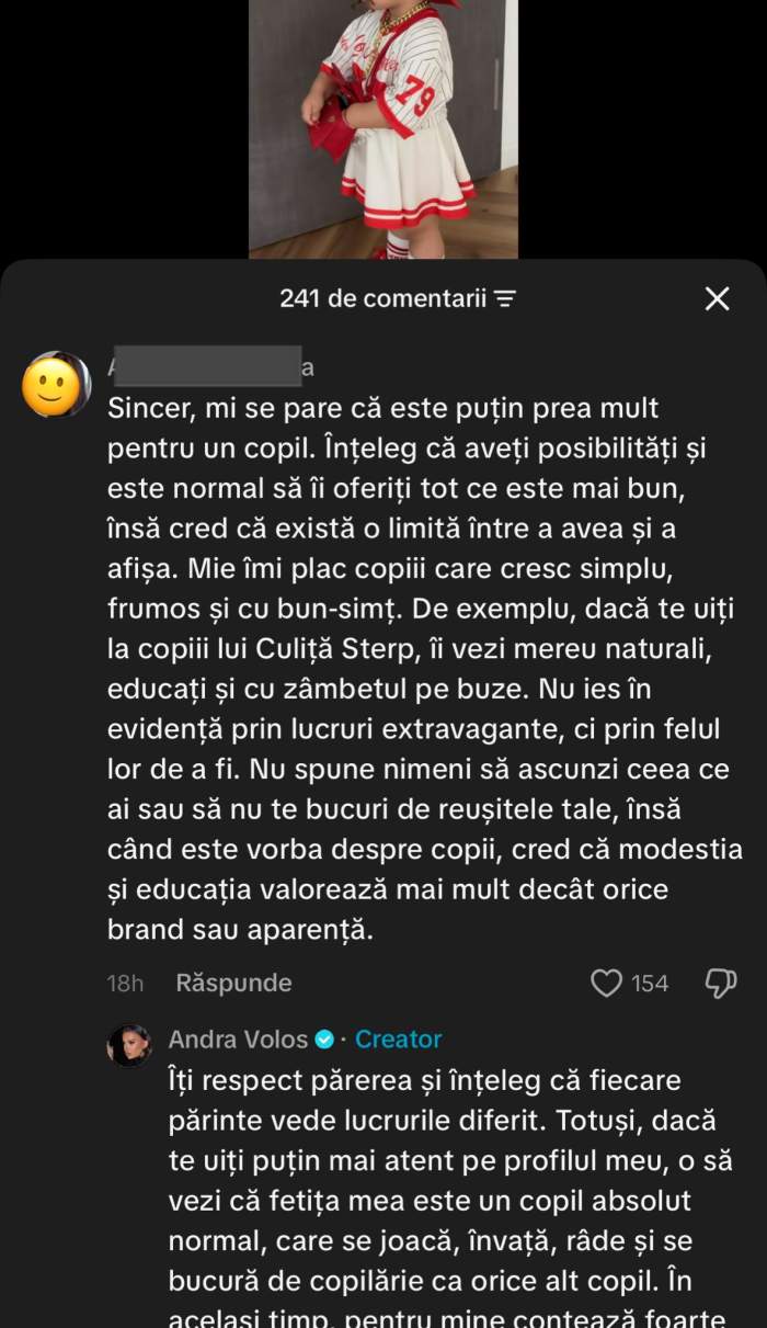 Mesajul primit de Andra Volos