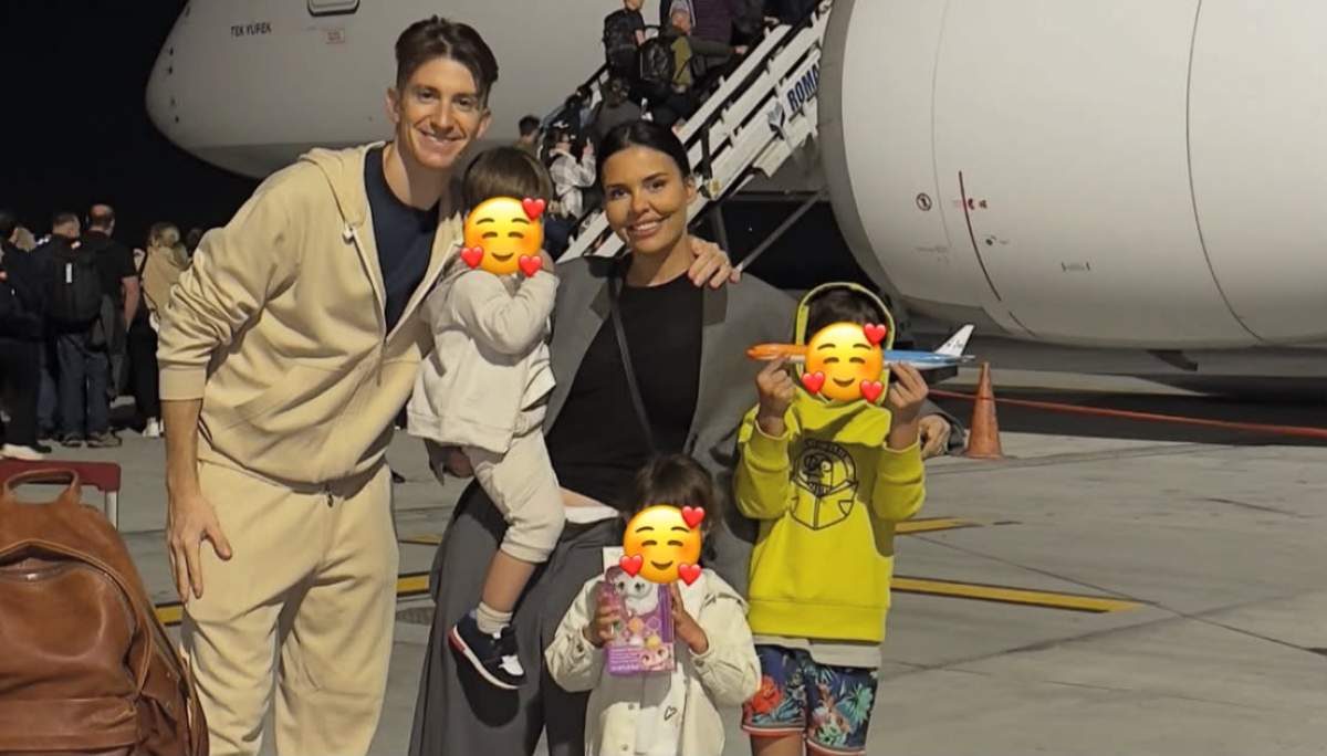 Andreea Popescu și Rareș Cojoc, alături de copiii lor