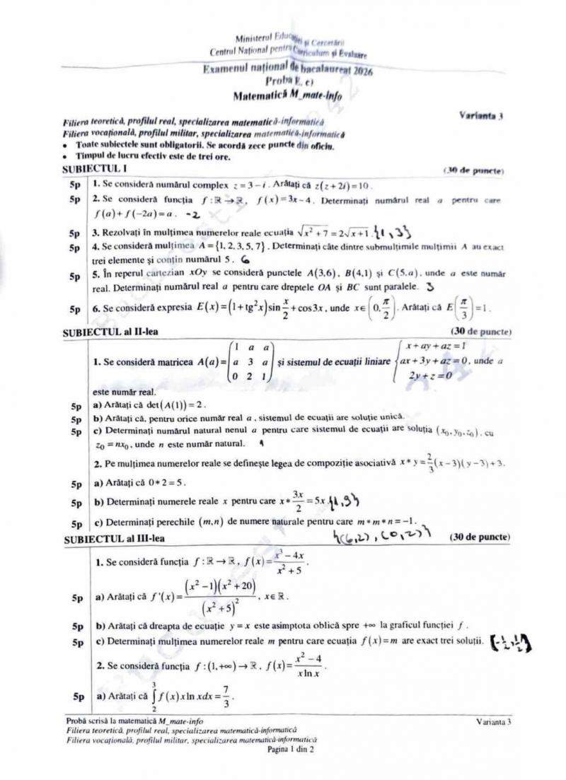 Bacalaureat 2026. Ce subiecte au picat la matematică și istorie