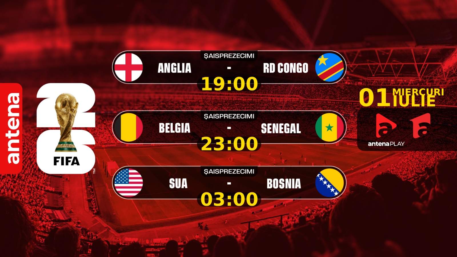 Norvegia, Franţa și Mexic, ȋn optimile Campionatului Mondial, ȋn cea de-a 20-a zi lider de audienţă la Antena 1. Coasta de Fildeș, Suedia și Ecuador, eliminate ȋntr-o nouă zi cu recorduri fantastice