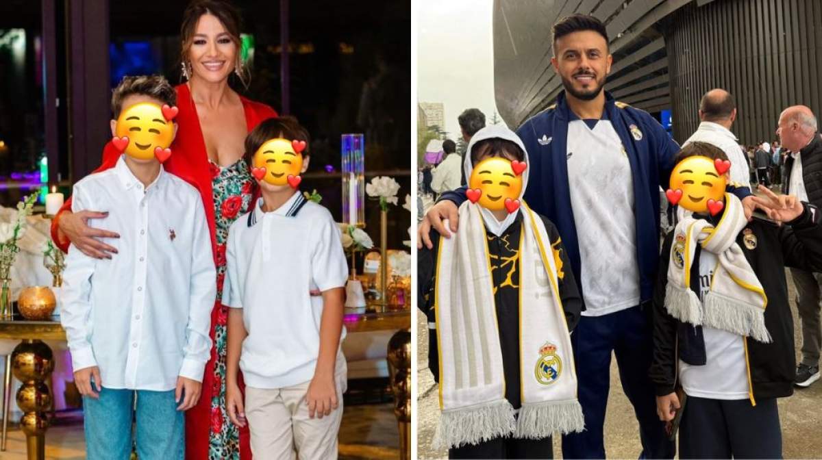 Colaj foto cu Claudia Pătrășcanu, Gabi Bădălău și copiii lor