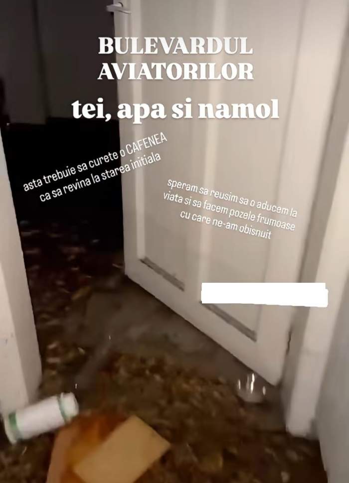 Imagini șocante dintr-o cafenea de fițe din București! Apa a deschis ușile și a intrat în locație