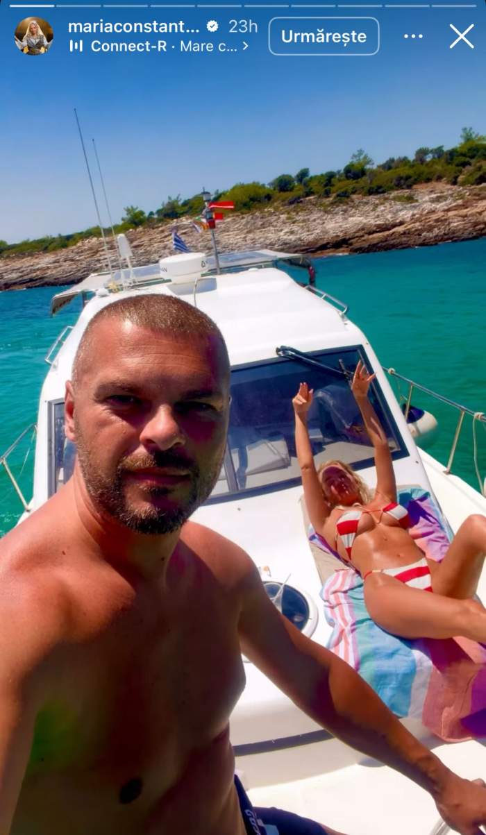 Maria Constantin și soțul său, pe iaht