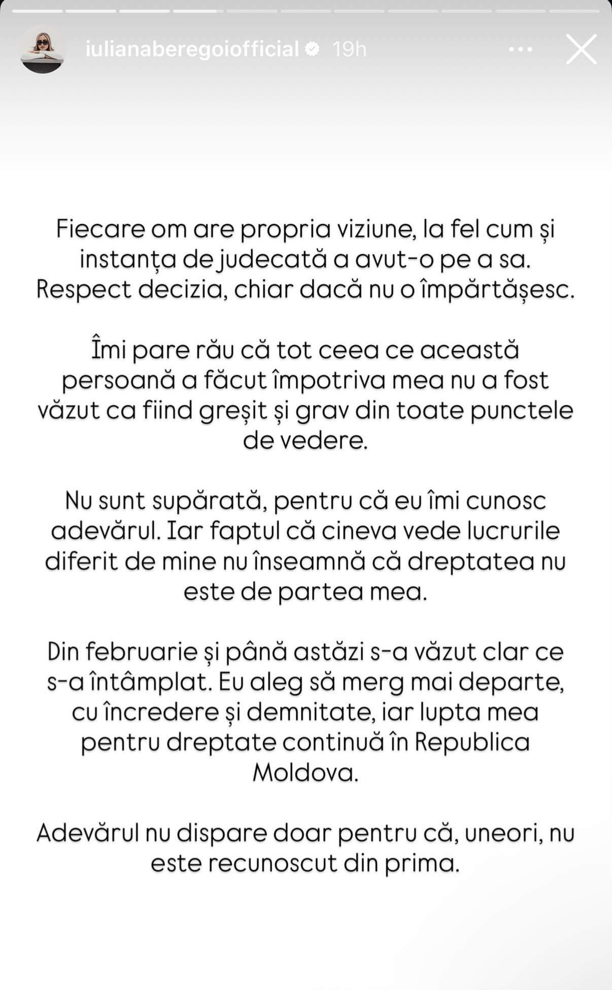 Mesajul Iulianei Beregoi
