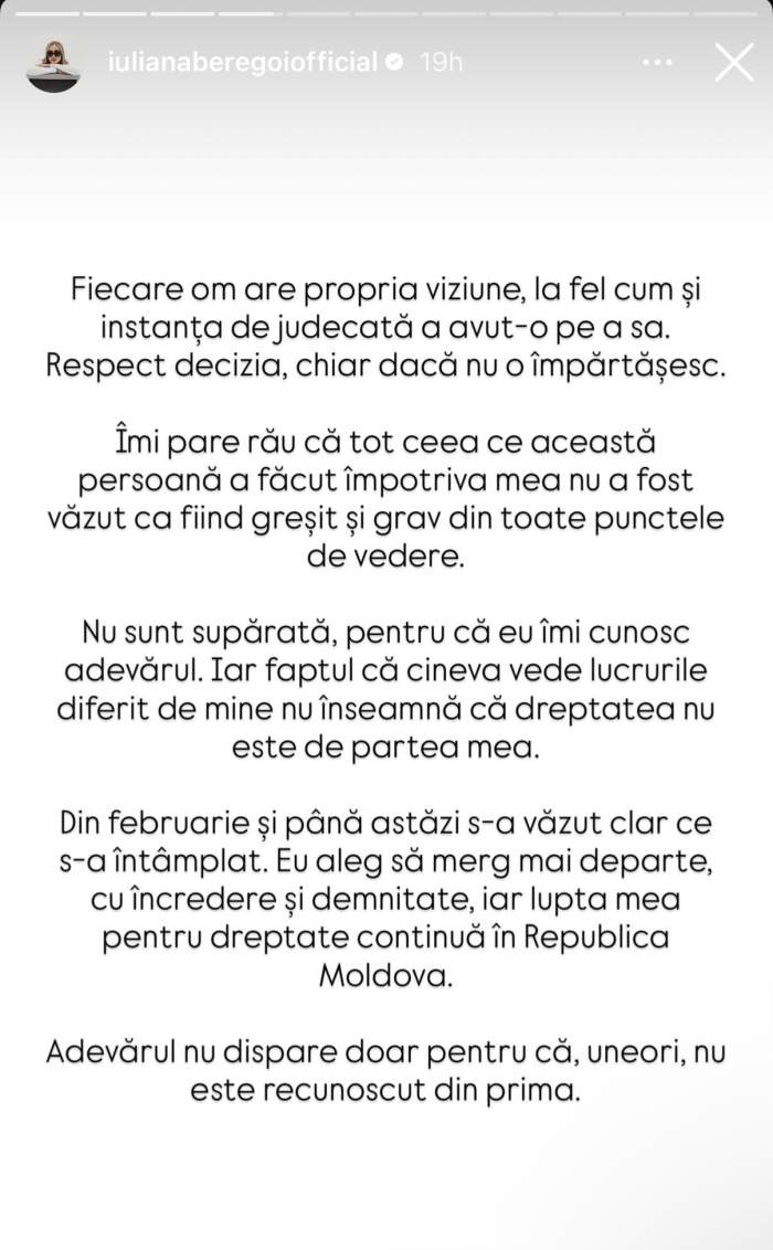 Mesajul Iulianei Beregoi
