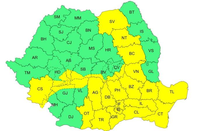 harta județelor afectate