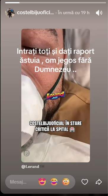 Costel Biju, reacție nervoasă, după ce au apărut imagini de pe patul de spital. Și Miraj Tzunami și-a făcut griji pentru el