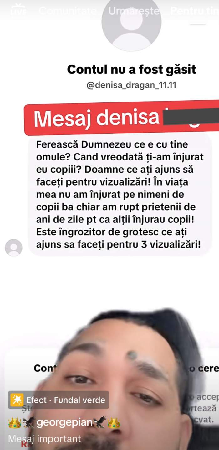 Mesajul Denise Drăgan pentru George Pian