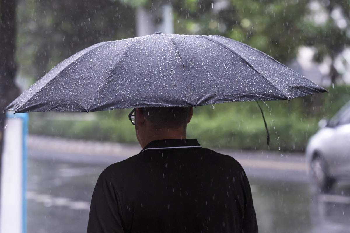 Bărbat cu umbrelă, Bangkok, Thailanda