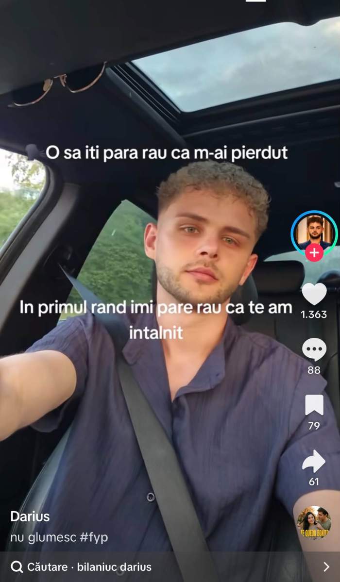 Darius de la Mireasa, cuvinte grele după despărțirea de Daniela. Ce mesaj a transmis fostul concurent