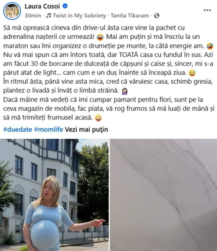 Cum se simte Laura Cosoi cu puțin timp înainte să nască. Actrița va deveni mamă pentru a cincea oară