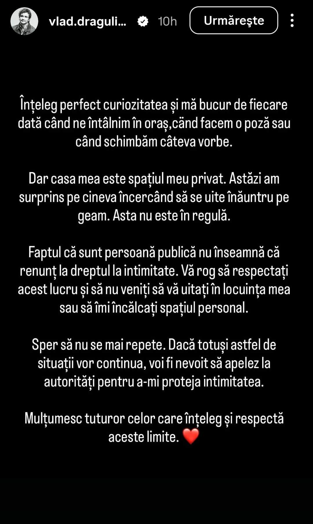 mesajul lui Vlad Drăgulin