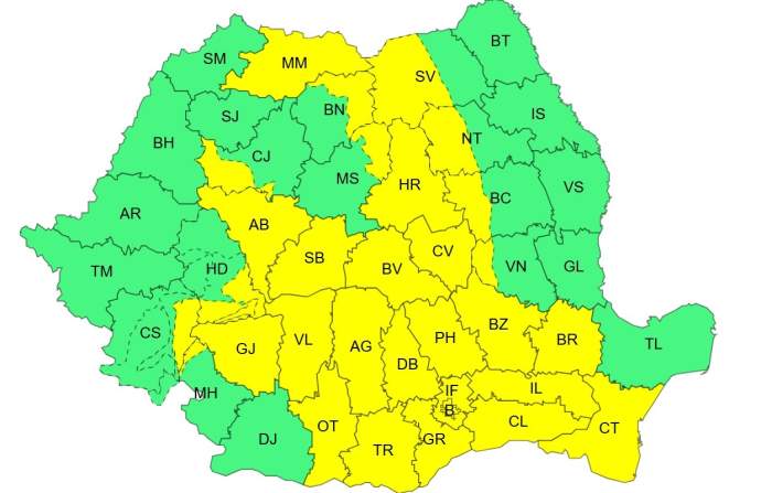 Alertă de caniculă în șapte județe din România. Unde va fi cald și unde va ploua în următoarele trei zile | HARTA