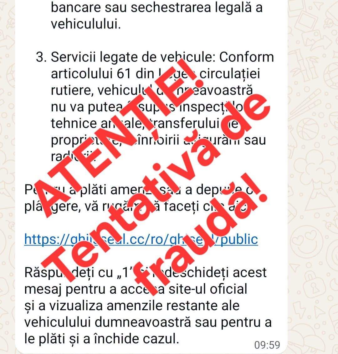 Mesaj fals în numele Ghișeul.ro