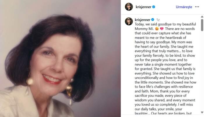 Doliu în familia Kardashian! Kris Jenner și-a pierdut mama. Ce a transmis
