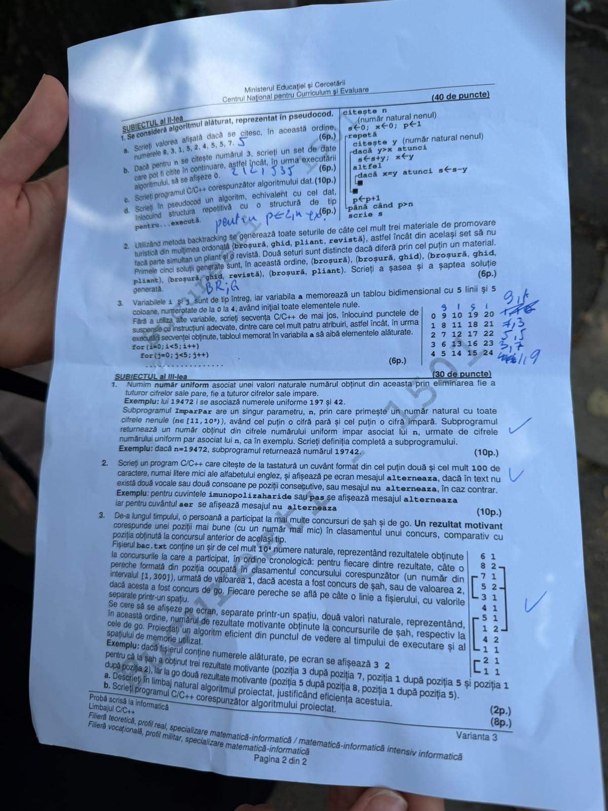 Bacalaureat 2026. Ce subiecte au fost la proba la alegere a profilului