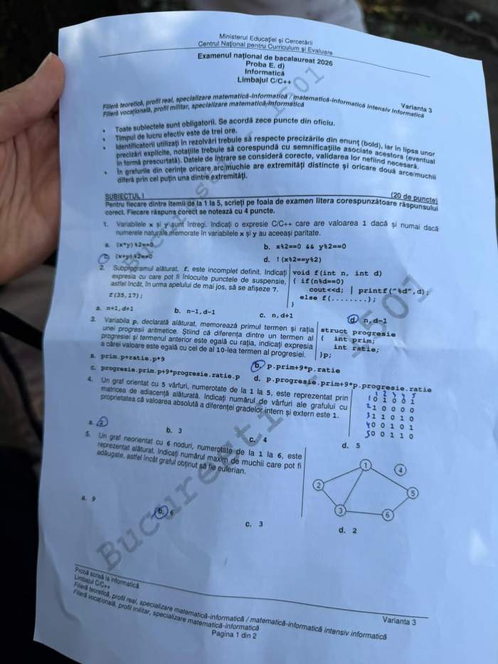Bacalaureat 2026. Ce subiecte au fost la proba la alegere a profilului