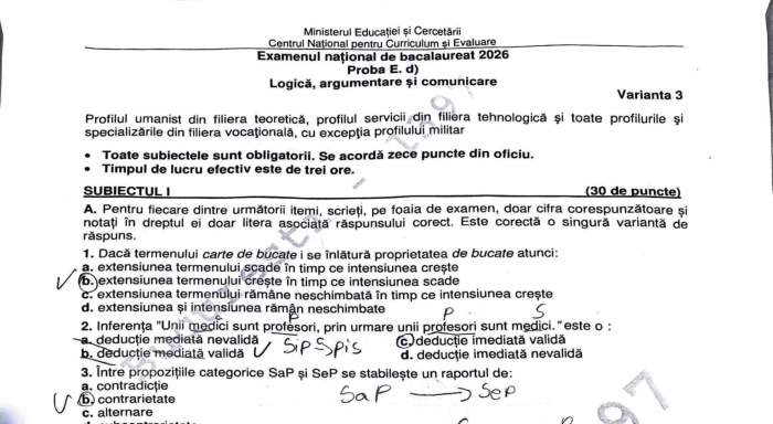 Bacalaureat 2026. Ce subiecte au fost la proba la alegere a profilului