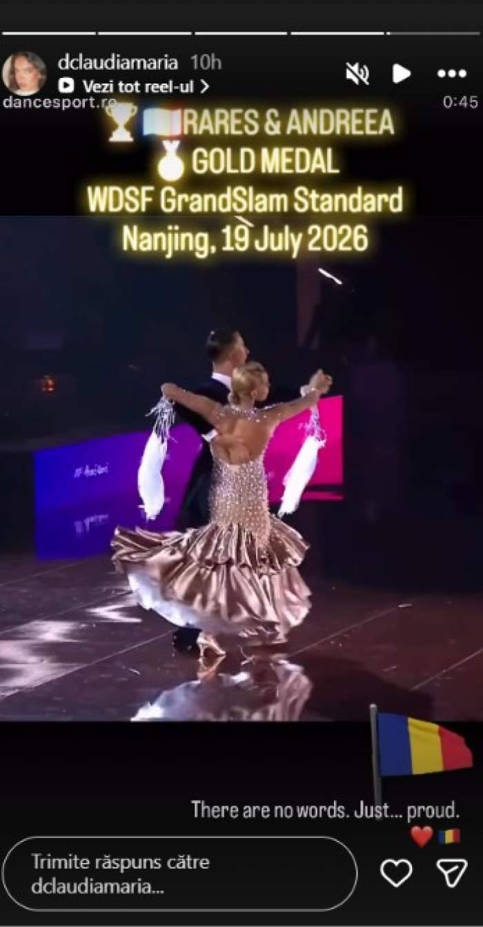 Mesajul iubitei lui Rareș Cojoc, după ce acesta a devenit iar campion. A câștigat medalia de aur alături de Andreea Matei în China