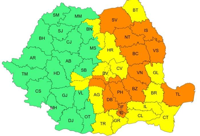 Noi coduri galbene și portocalii de furtună și grindină. Recomandările IGSU în caz de vreme extremă