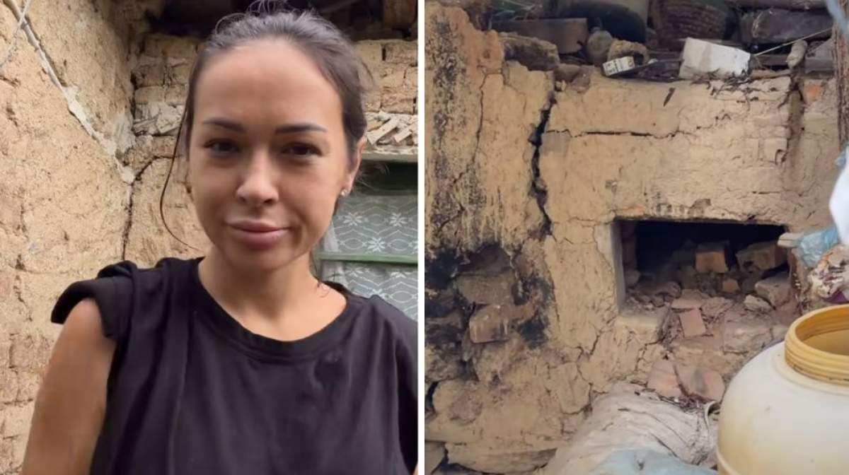Colaj foto cu Vlăduța Lupău și cuptorul de la casa bunicilor