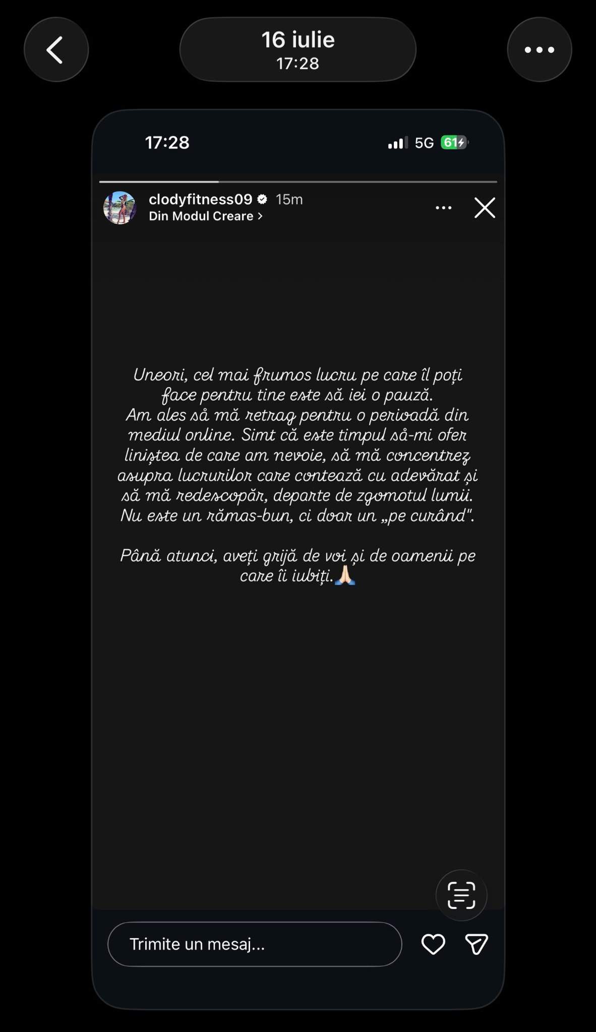 mesaj claudia florescu publicat