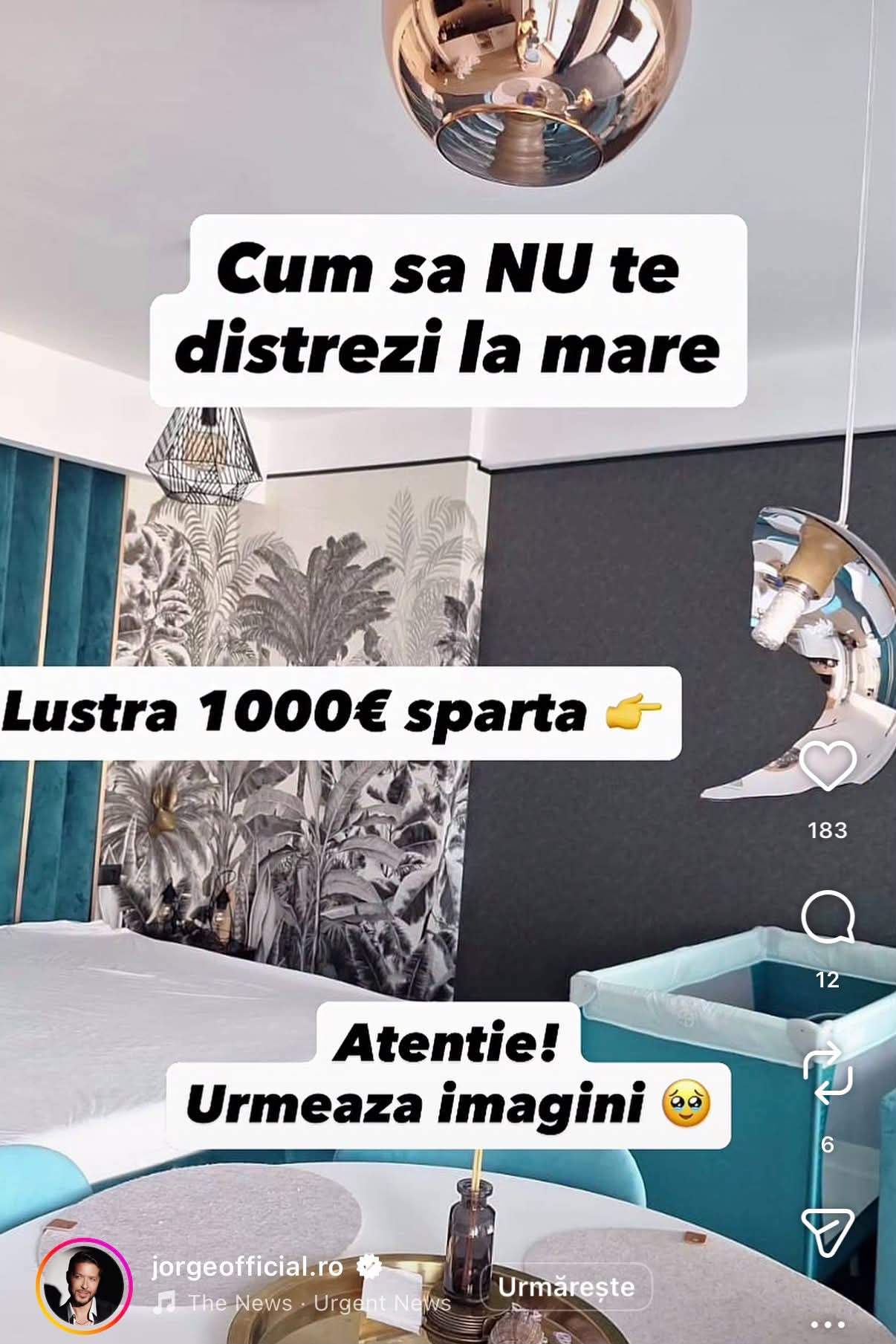 Jorge a depus plângere la poliție, după ce apartamentul i-a fost distrus. Pagubele se ridică la câteva mii de euro