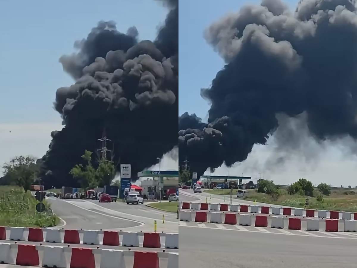 Accident urmat de incendiu în Constanța. O cisternă a luat foc | VIDEO