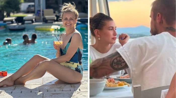 Colaj foto cu Simona Gherghe, Hailey și Justin Bieber