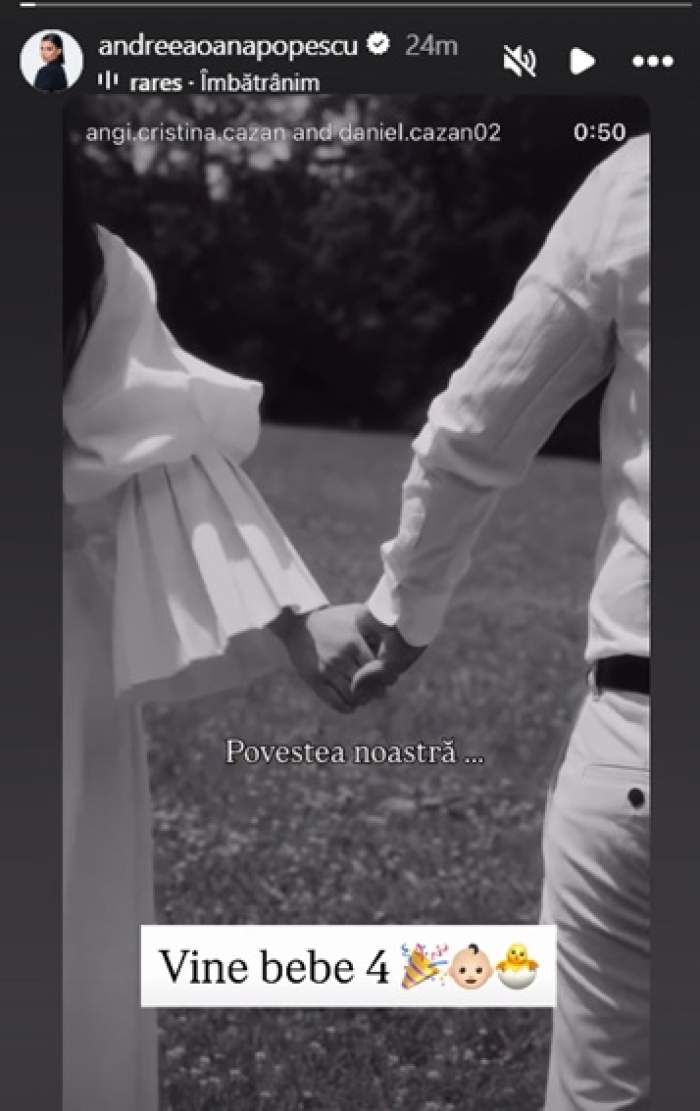 Familia Andreei Popescu se mărește. Anunțul făcut de fosta soție a lui Rareș Cojoc: ”Vine bebe 4”