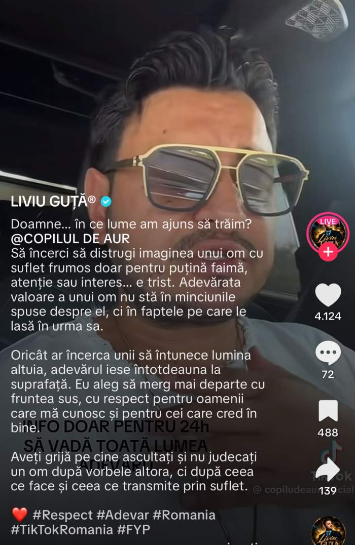 Mesajul lui Liviu Guță