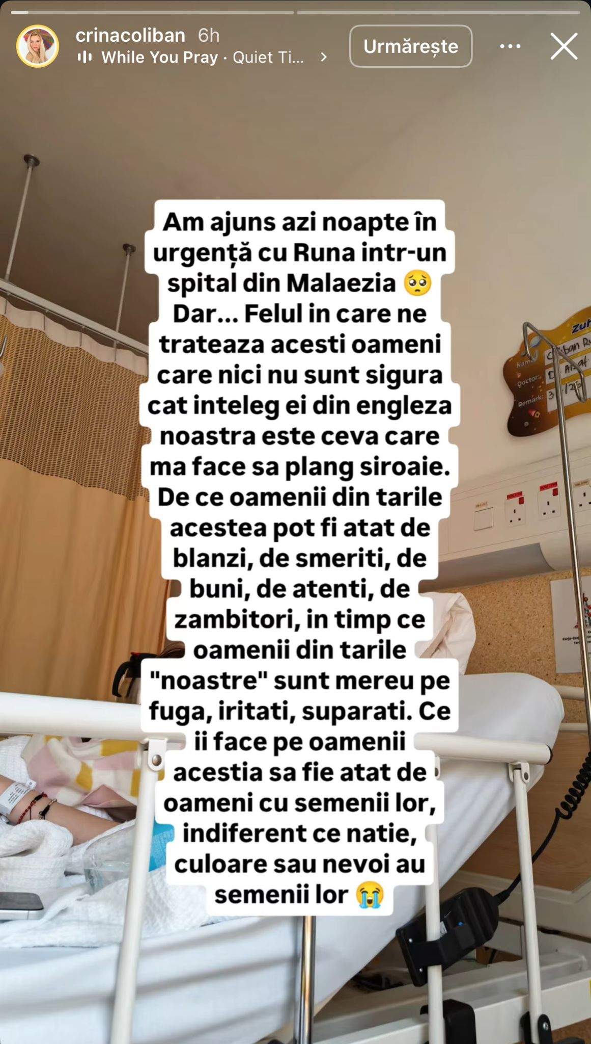 Mesajul scris de Crina Coliban