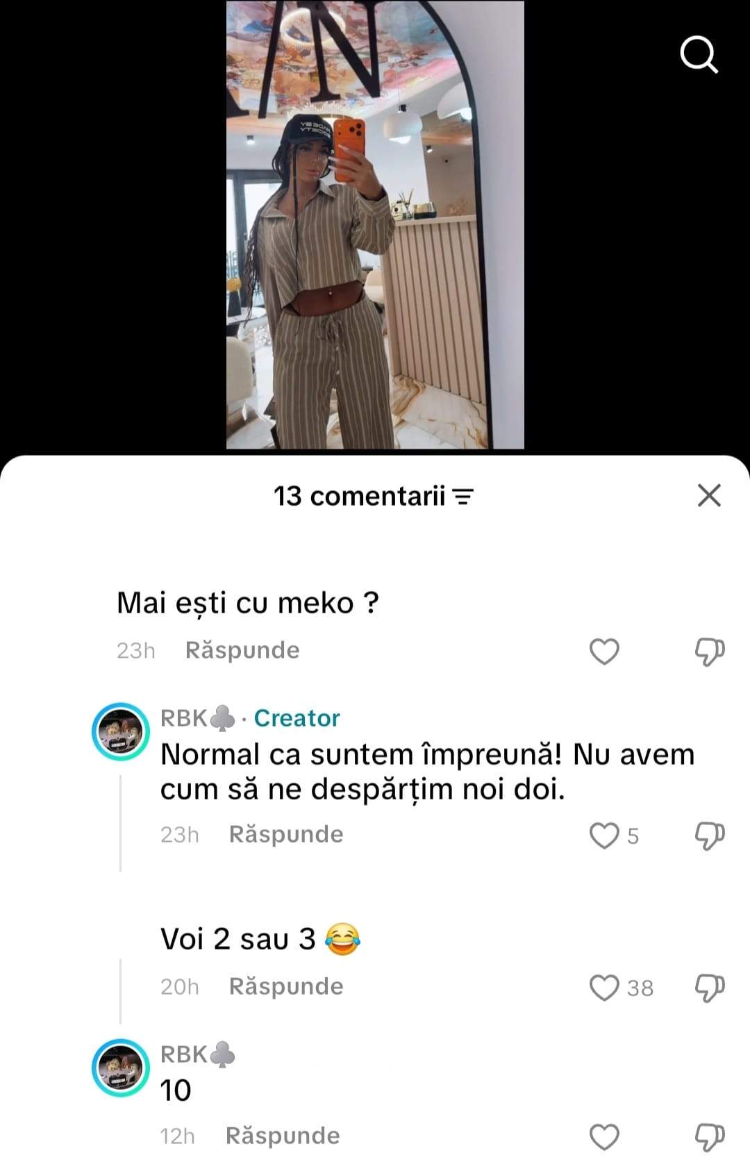 Probleme în relația lui Meko cu amanta? Cum a reacționat Rebeca, după ce a fost întrebată dacă s-au despărțit