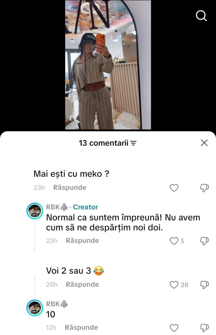 Probleme în relația lui Meko cu amanta? Cum a reacționat Rebeca, după ce a fost întrebată dacă s-au despărțit
