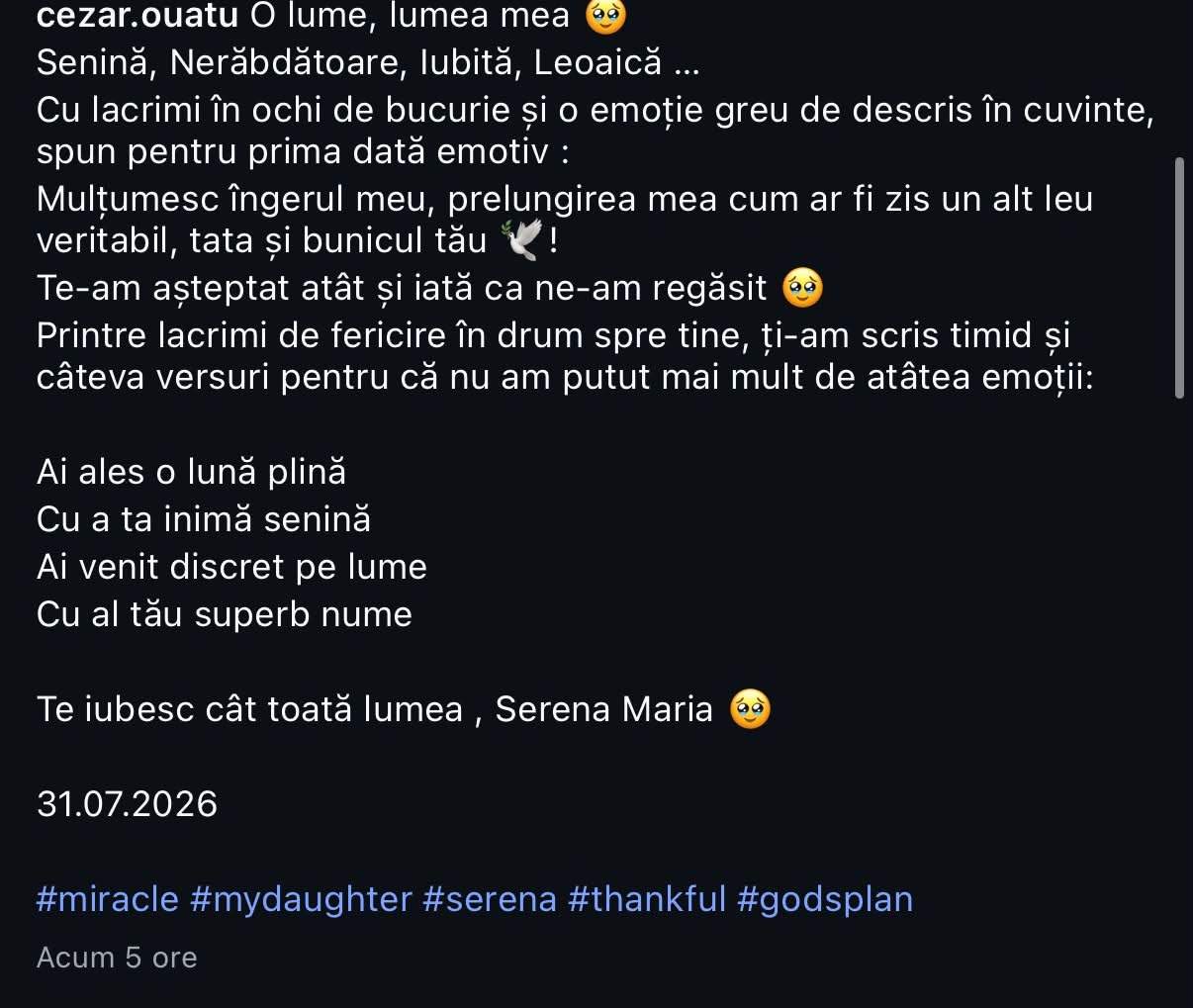 Bombă în showbiz! Cezar Ouatu a devenit tată! Mister total: cine este cea care i-a adus pe lume copilul? 