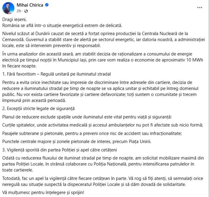 Mesajul primarului