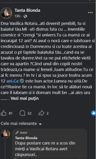 Război între mama Cristinei Petre și mama lui Andrei Rotaru. De ce a pus-o Tanța Blonda la punct pe fosta cuscră