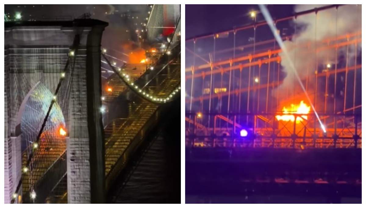 Brooklyn Bridge a luat foc, în timpul spectacolului de artificii, cu ocazia Zilei Independenței. Imagini șocante