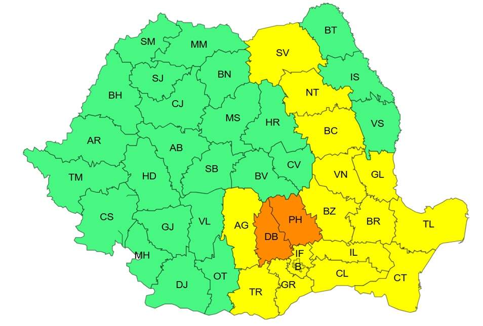 Alertă meteo! Cod portocaliu și cod galben de ploi torențiale în România. Ce zone sunt vizate