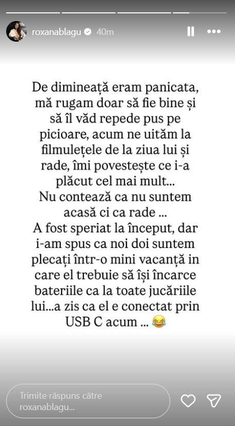 Roxana Blagu vorbește despre panica pe care a simțit-o când a ajuns azi dimineață cu copilul la spital!