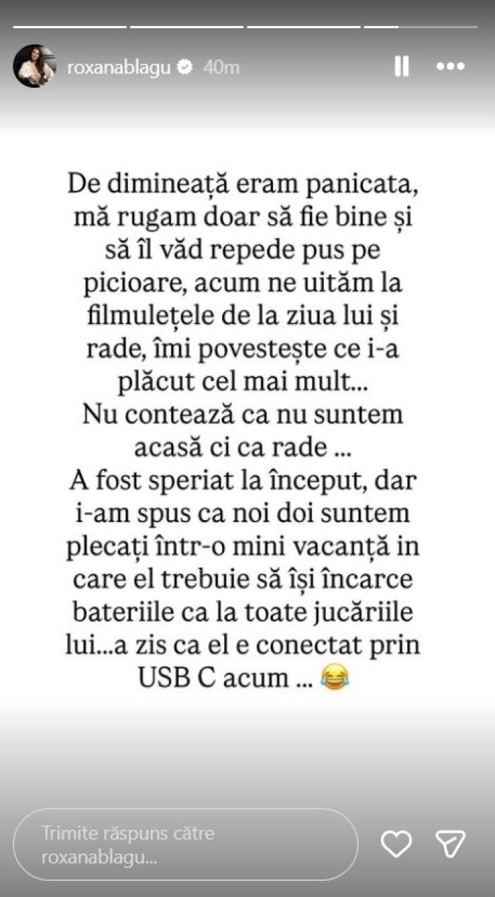 Roxana Blagu vorbește despre panica pe care a simțit-o când a ajuns azi dimineață cu copilul la spital!